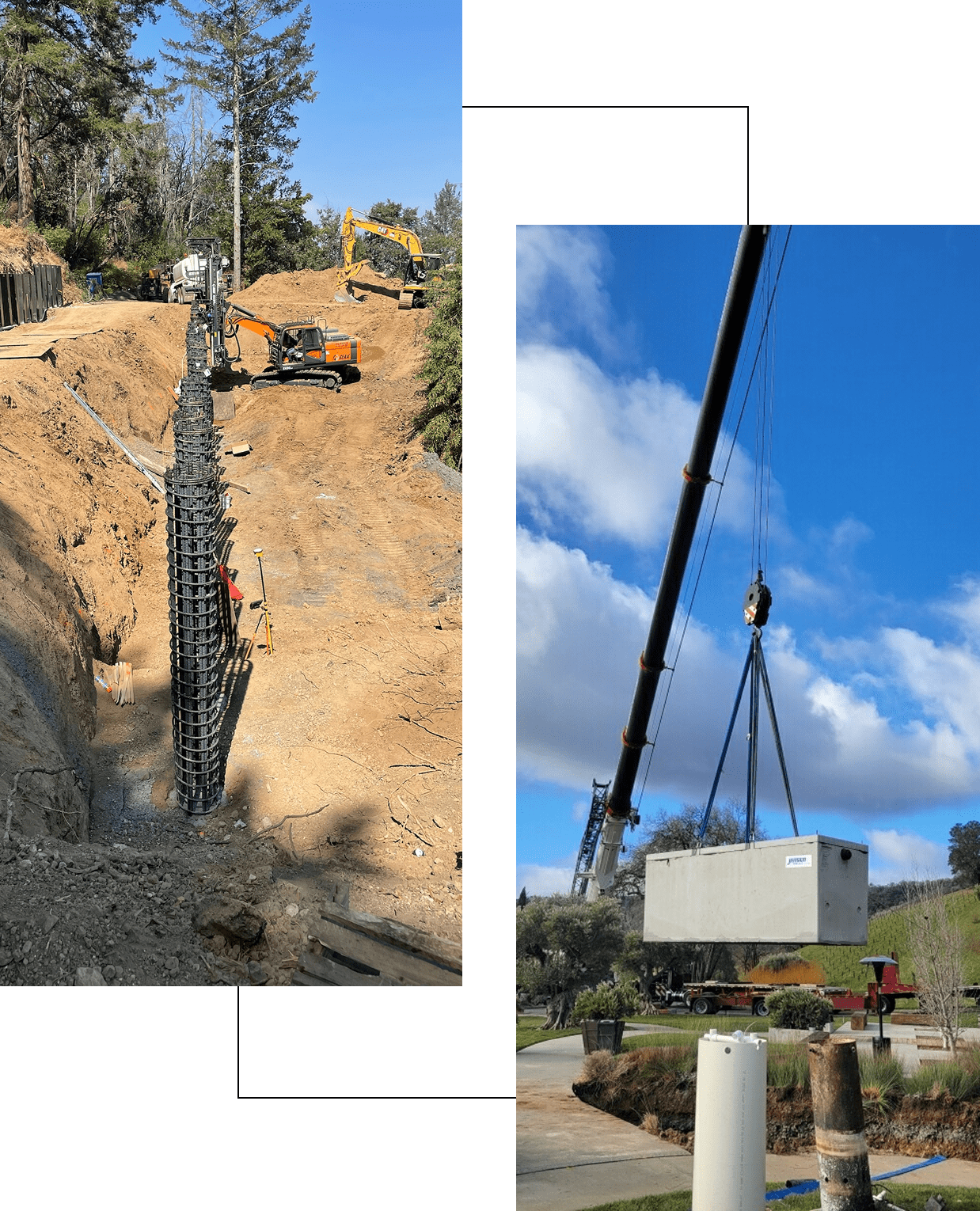 Group 29 Construction workers install a large concrete structure with a crane.
